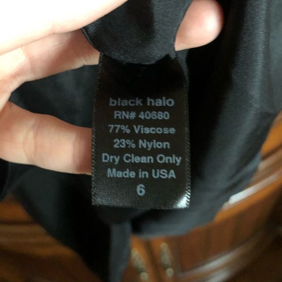 Black Halo Draped Asymmetrical sheath Dress 6 - Picture 4 of 4